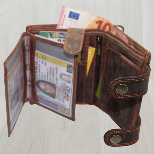 Flevado Herrengeldbörse Echt Leder RFID Schutz Hochformat